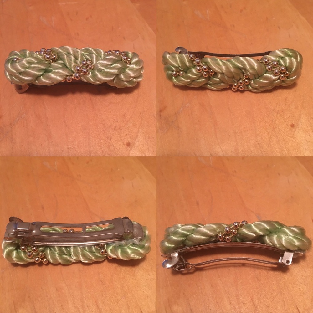 Vintage Green Braided Hair Clip